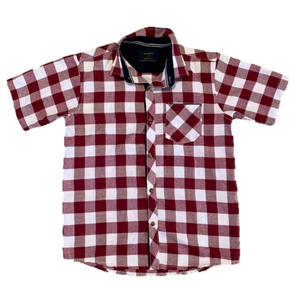 Nomad Rustic Red & White Checkered Short Sleeve Button Down Shirt Size M (10-12)
